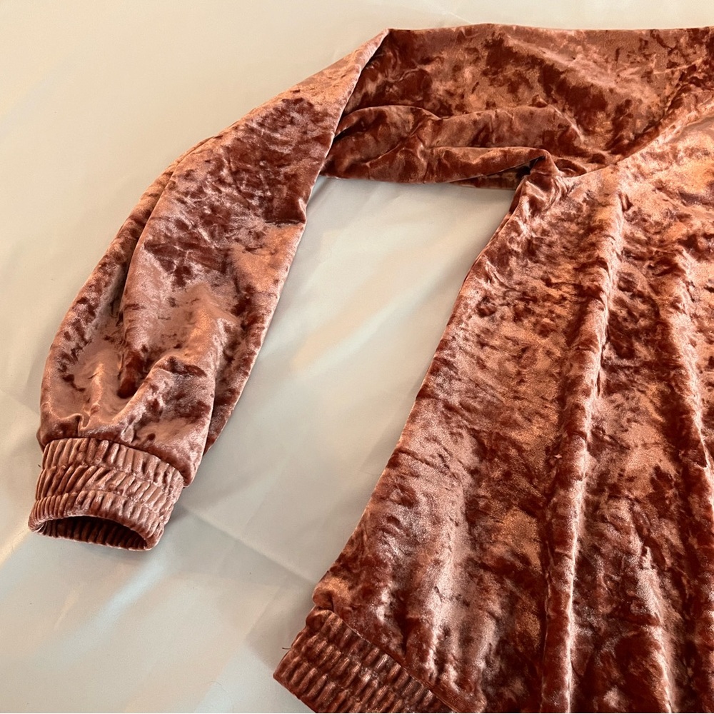 Vintage Y2K Crushed Velvet Track Jacket in Rust Pink - Picture 6 of 10